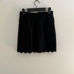 JCrew black linen scalloped elastic waist